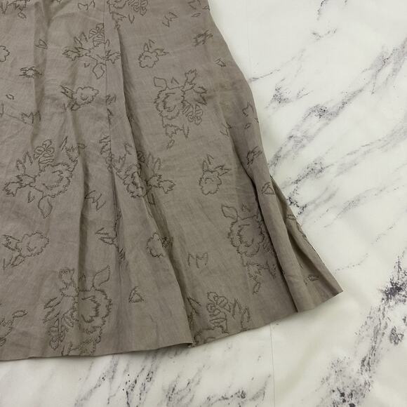 Ailleurs Womens Wrap Skirt Size 10 Taupe Gray Embroidered Floral A-Line - Picture 9 of 10